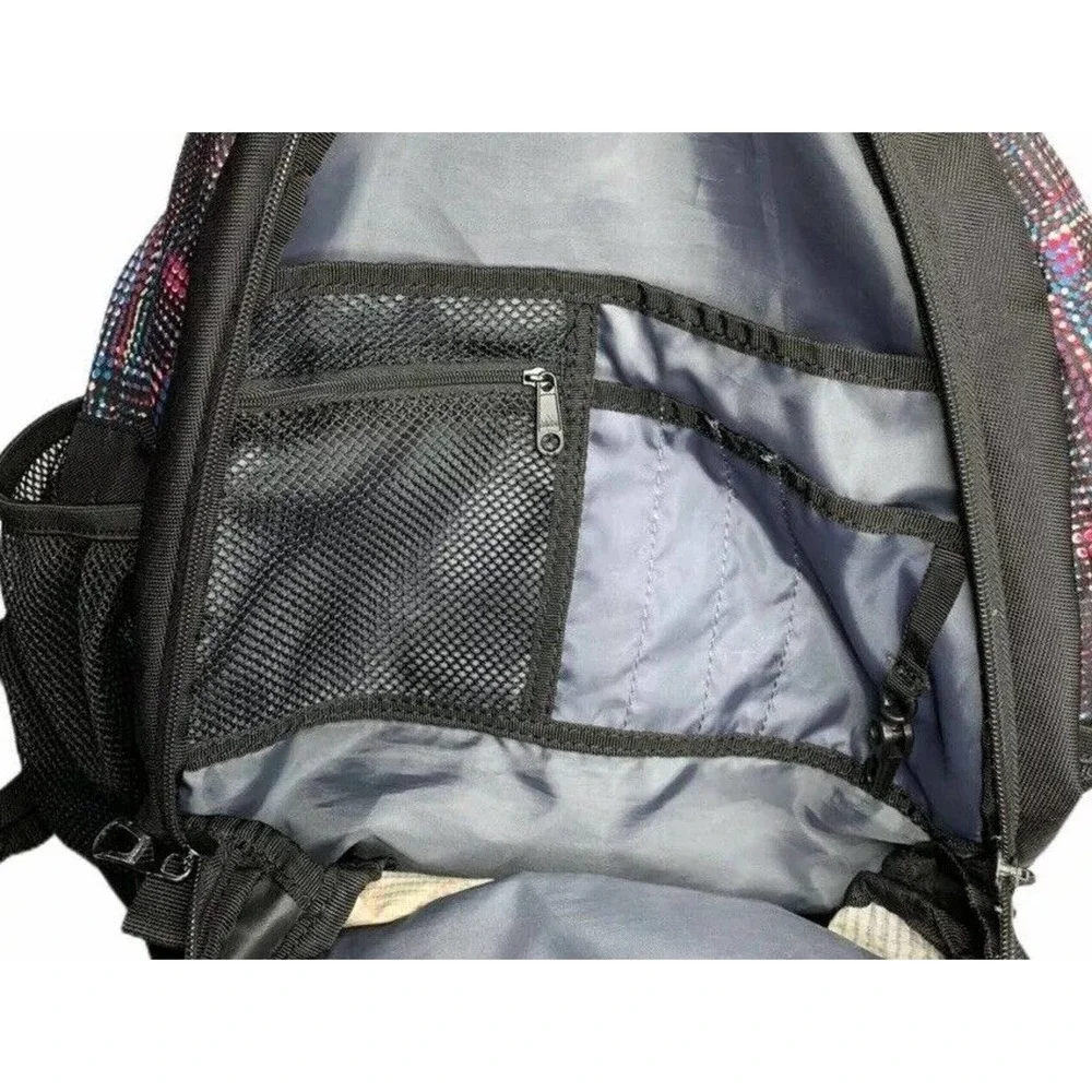 Adidas Black Blue White Pink Backpack w/‎ Laptop Sleeve & Load Spring Straps